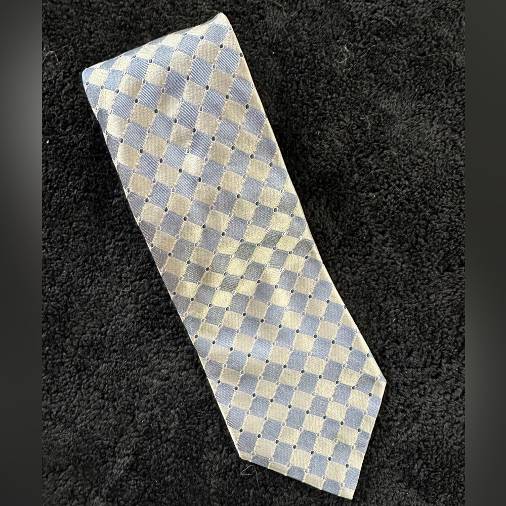 Ike Behar Geometric Diamond Silver Tie
